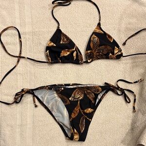 Elegant Black and Gold Bikini Set
